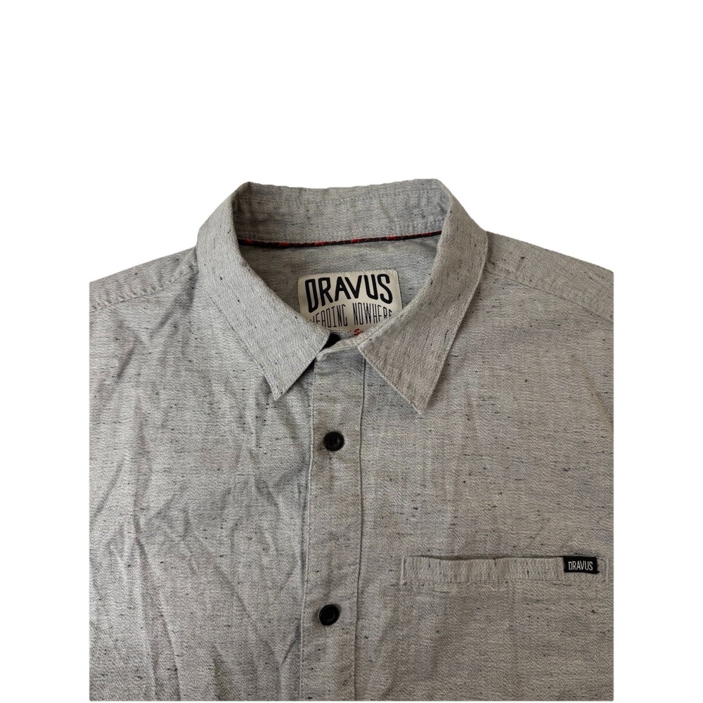 Dravus Men's Gray Woven Short Sleeve Button-Up Shirt S Regular Size